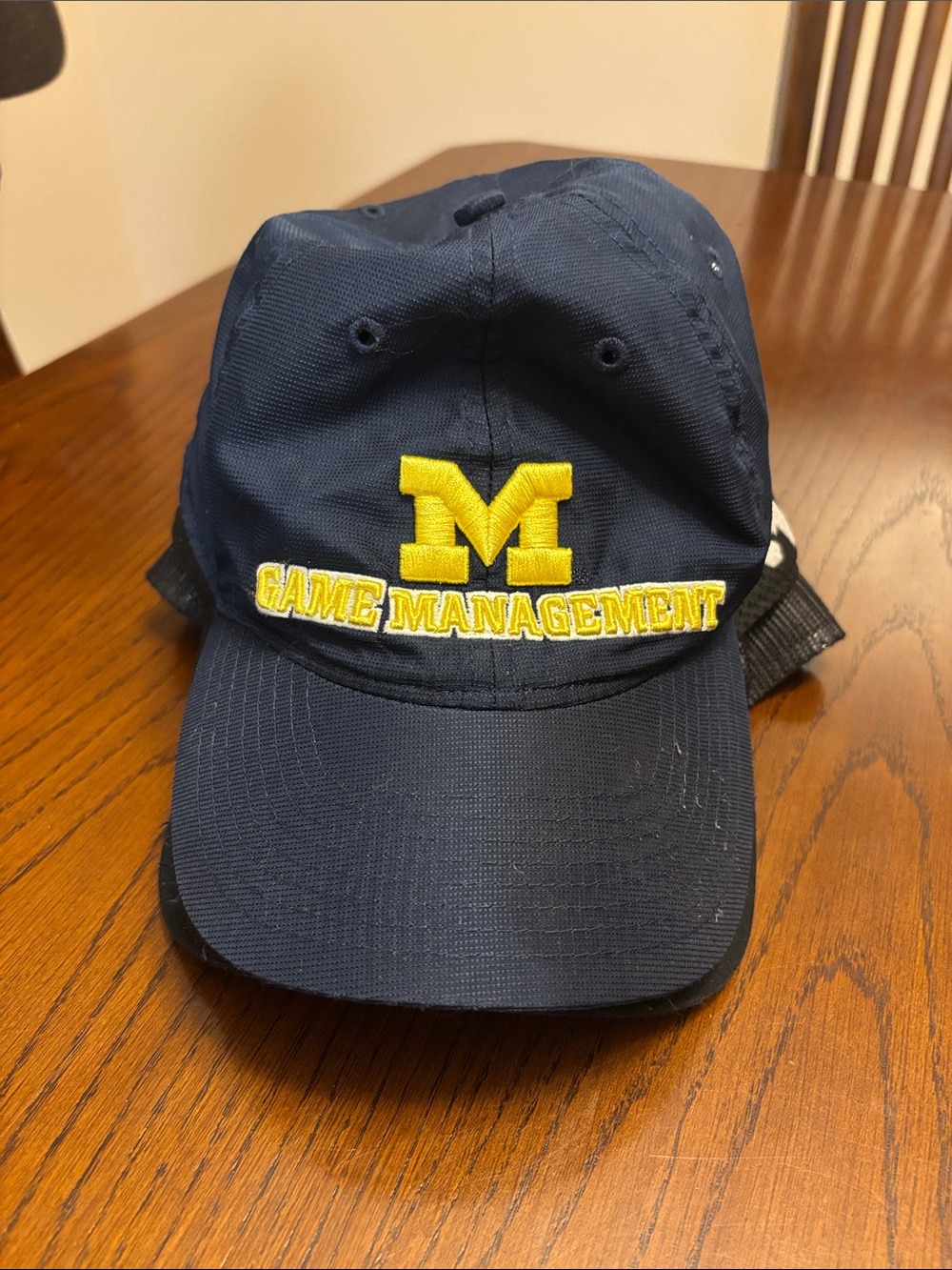 adidas Navy Blue Hat with Yellow 'M Game Management' Logo